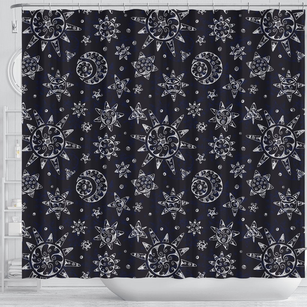 Sun Moon Pattern Shower Curtain