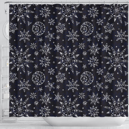 Sun Moon Pattern Shower Curtain