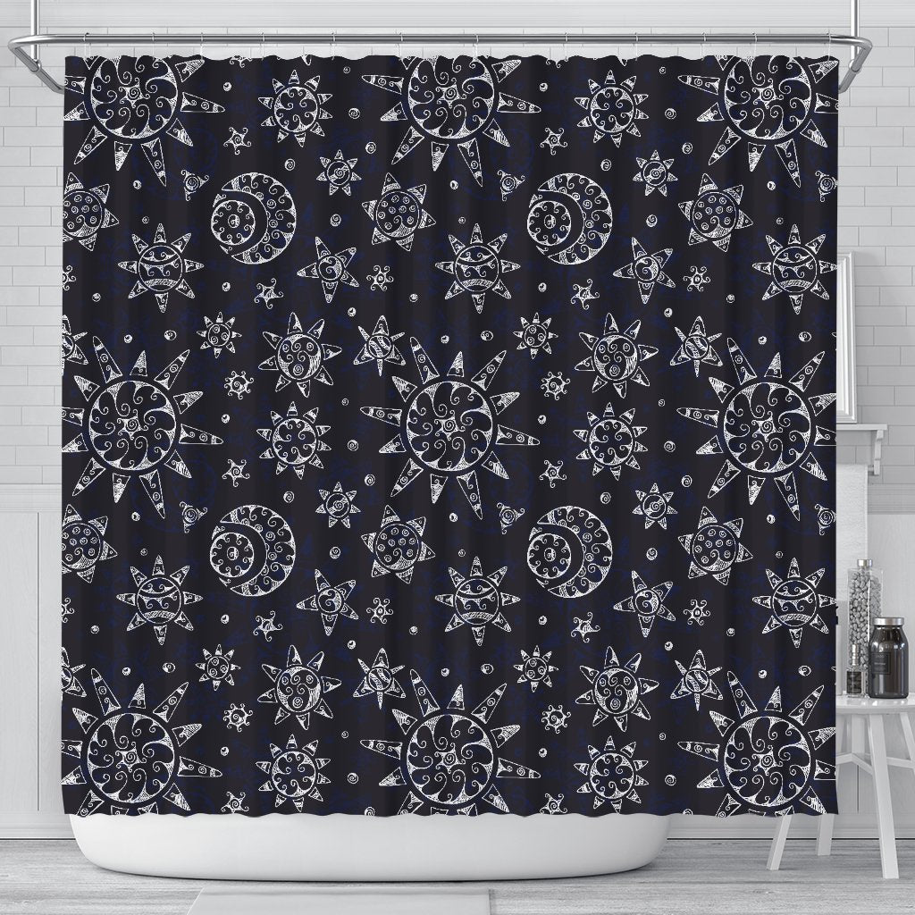Sun Moon Pattern Shower Curtain