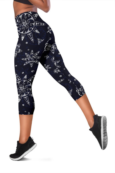 Sun Moon Pattern Women Capris