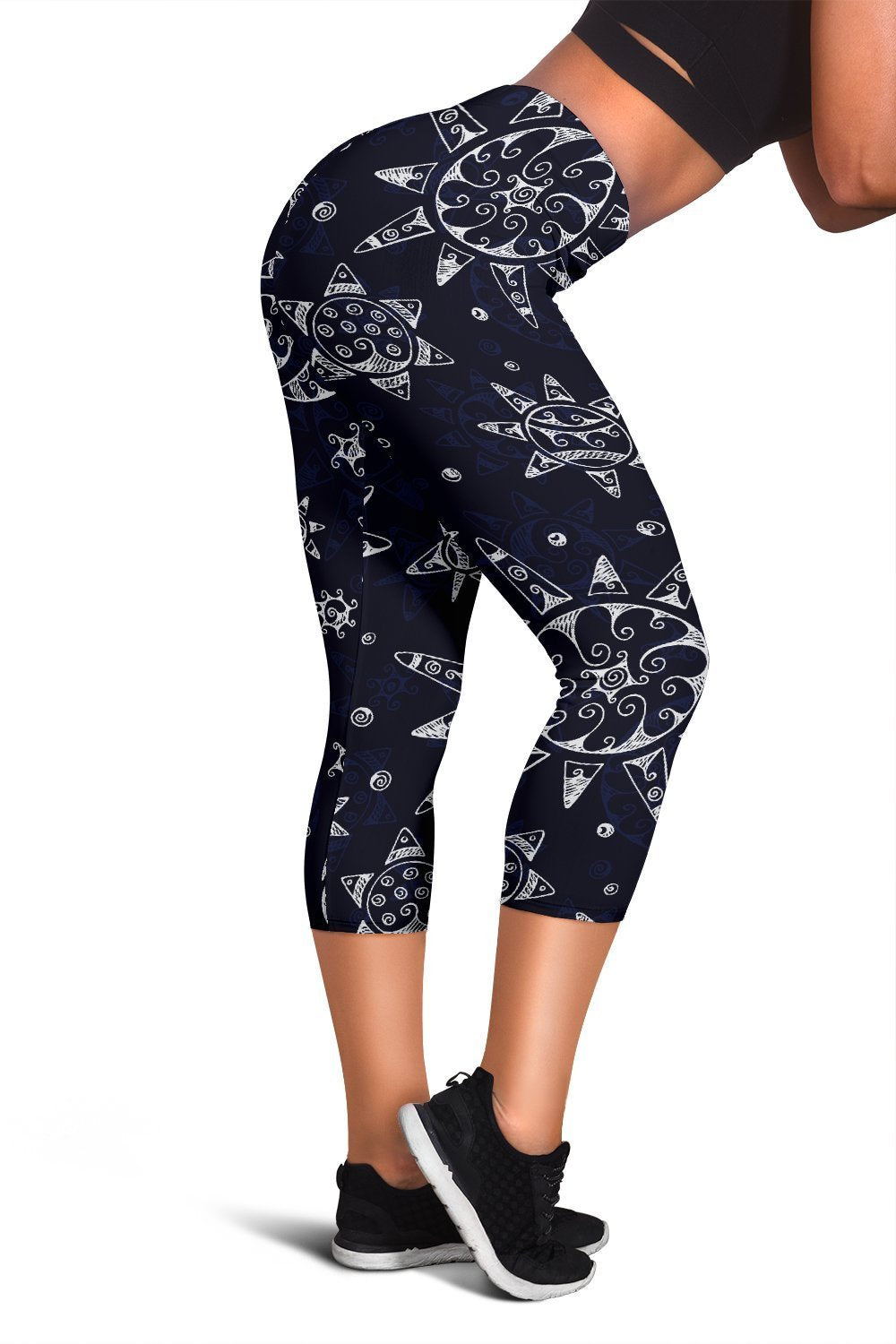 Sun Moon Pattern Women Capris