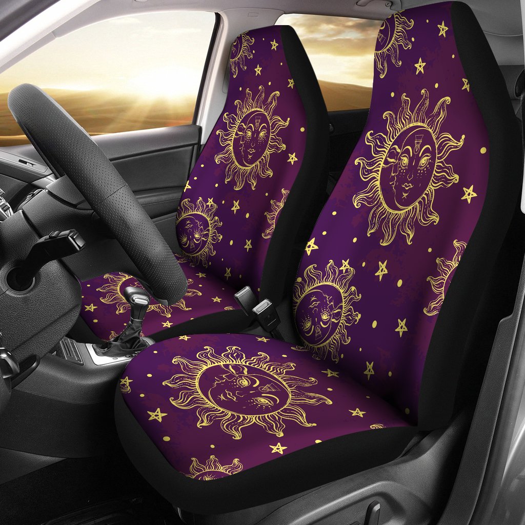 Sun Moon Star Design Themed Print Universal Fit Car Seat Covers-JorJune