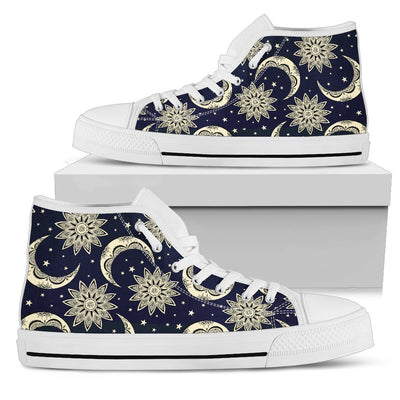 Sun Moon Star Women High Top Canvas Shoes