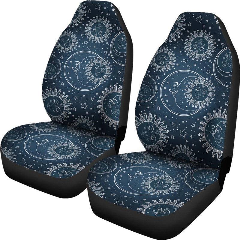Sun Moon Tattoo Design Themed Print Universal Fit Car Seat Covers-JorJune
