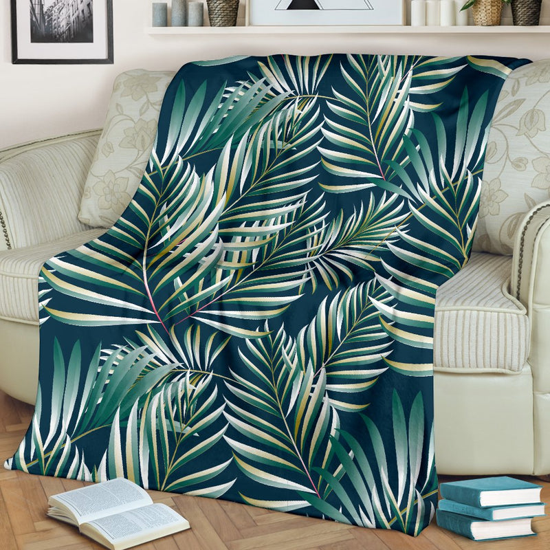 Sun Spot Tropical Palm Leaves Hower Curtain Fleece Blanket