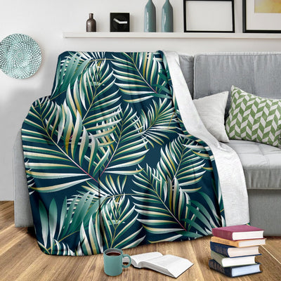 Sun Spot Tropical Palm Leaves Hower Curtain Fleece Blanket