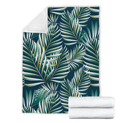 Sun Spot Tropical Palm Leaves Hower Curtain Fleece Blanket