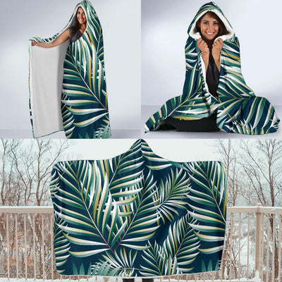 Sun Spot Tropical Palm Leaves hower Curtain Hooded Blanket-JORJUNE.COM