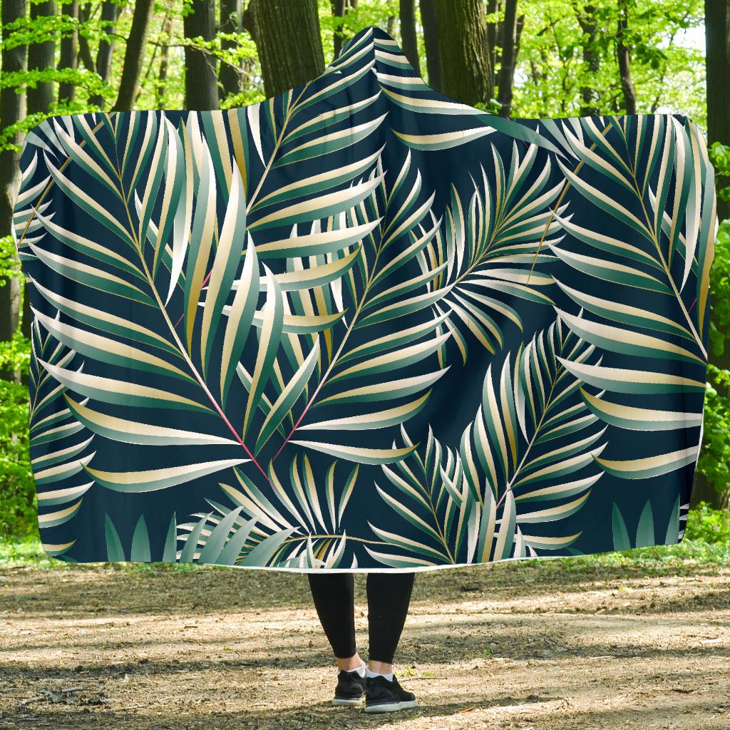 Sun Spot Tropical Palm Leaves hower Curtain Hooded Blanket-JORJUNE.COM