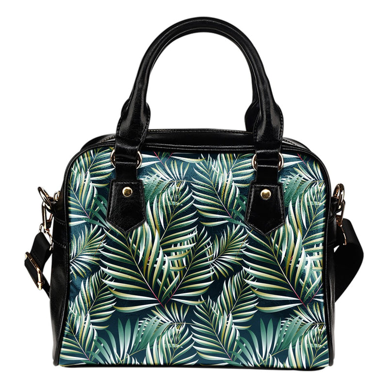 Sun Spot Tropical Palm Leaves hower Curtain Leather Shoulder Handbag