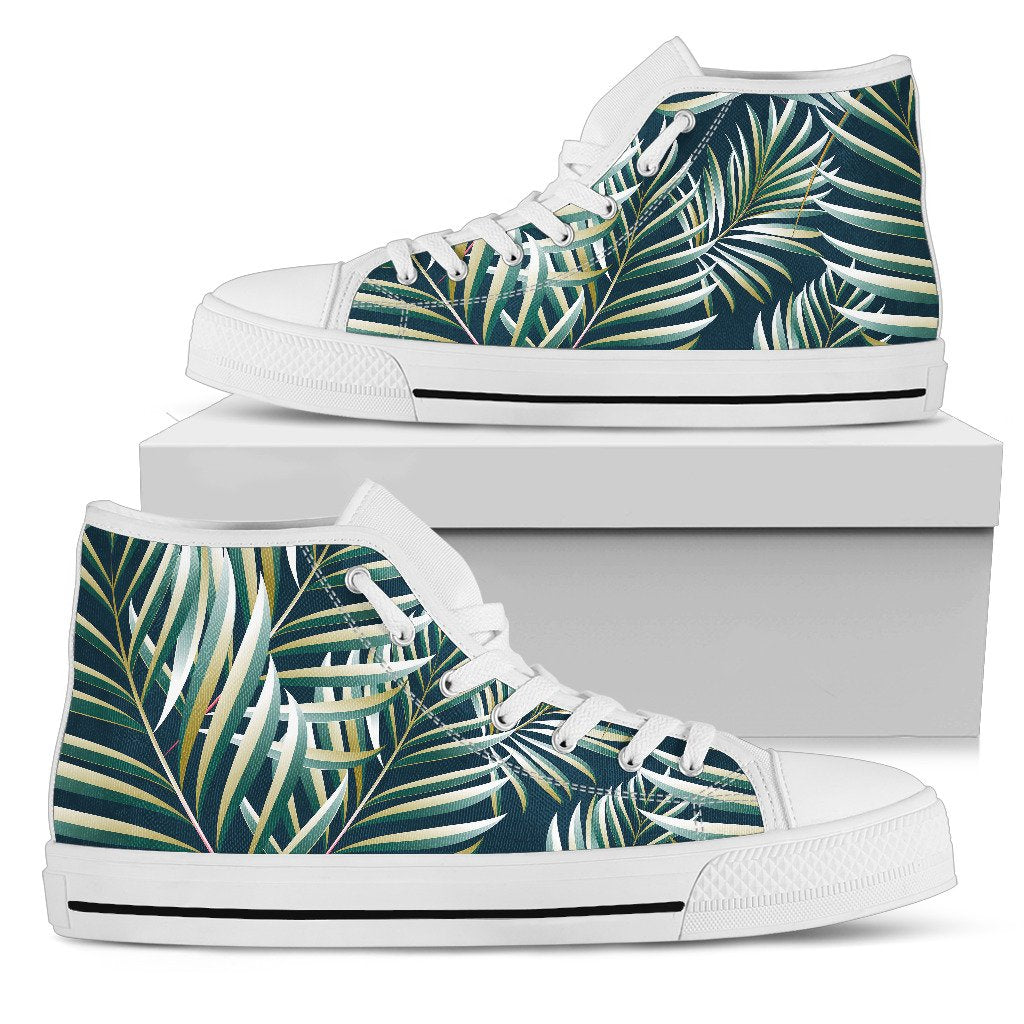 Sun Spot Tropical Palm Leaves hower Curtain Men High Top Shoes