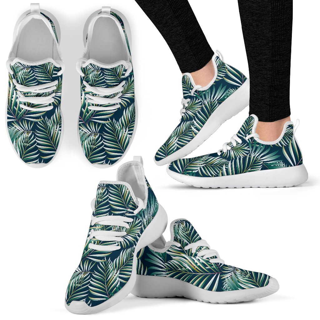 Sun Spot Tropical Palm Leaves hower Curtain Mesh Knit Sneakers Shoes