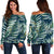 Sun Spot Tropical Palm Leaves Hower Curtain Off Shoulder Sweatshirt