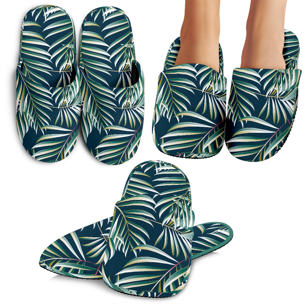 Sun Spot Tropical Palm Leaves Hower Curtain Slippers