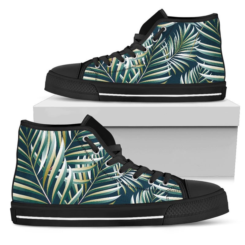 Sun Spot Tropical Palm Leaves Hower Curtain Women High Top Shoes