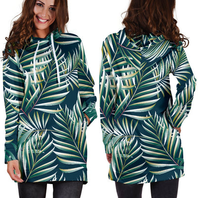 Sun Spot Tropical Palm Leaves Hower Curtain Women Hoodie Dress