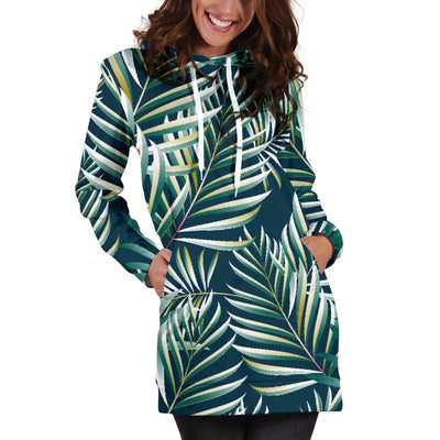 Sun Spot Tropical Palm Leaves Hower Curtain Women Hoodie Dress