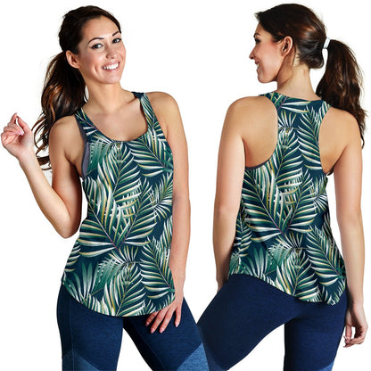 Sun Spot Tropical Palm Leaves Hower Curtain Women Racerback Tank Top