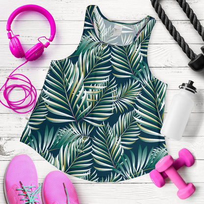 Sun Spot Tropical Palm Leaves Hower Curtain Women Racerback Tank Top