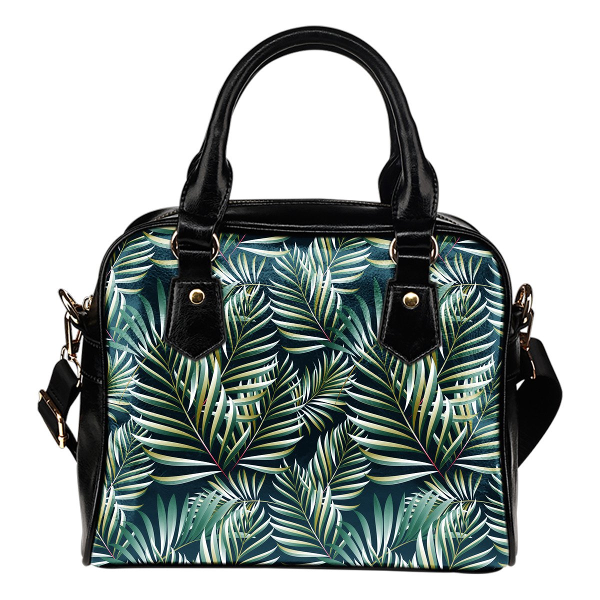 Sun Spot Tropical Palm Leaves Leather Shoulder Handbag