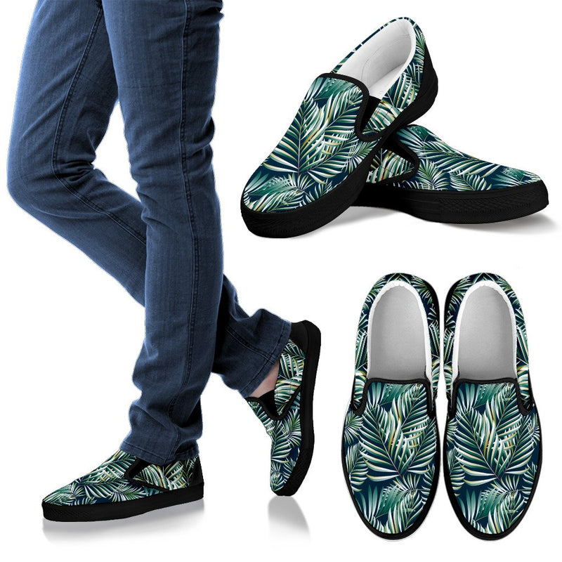 Sun Spot Tropical Palm Leaves Men Canvas Slip On Shoes