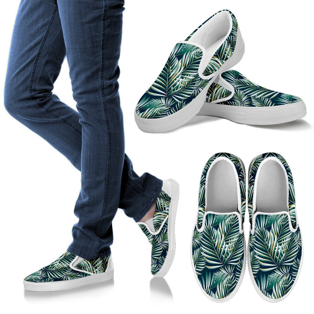 Sun Spot Tropical Palm Leaves Men Canvas Slip On Shoes