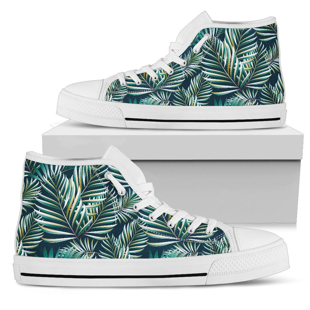 Sun Spot Tropical Palm Leaves Men High Top Canvas Shoes