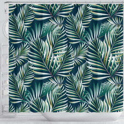 Sun Spot Tropical Palm Leaves Shower Curtain