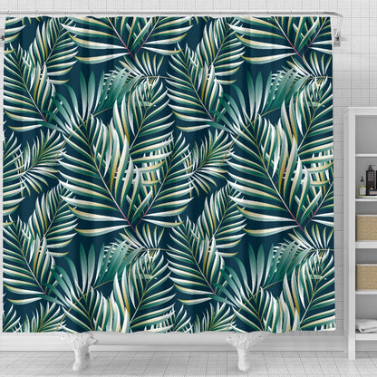Sun Spot Tropical Palm Leaves Shower Curtain