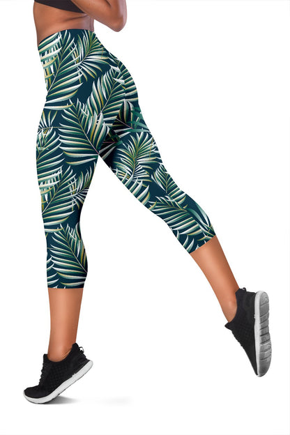 Sun Spot Tropical Palm Leaves Women Capris