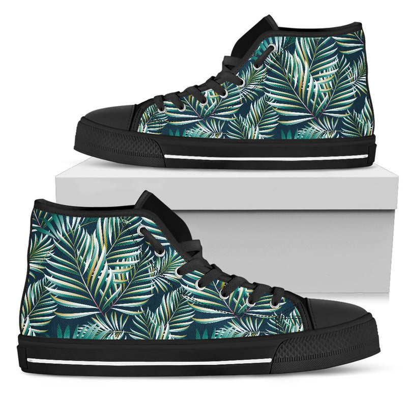 Sun Spot Tropical Palm Leaves Women High Top Canvas Shoes