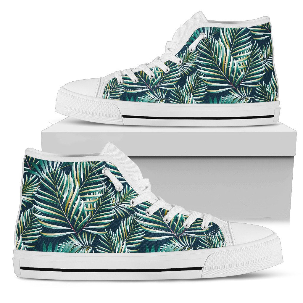 Sun Spot Tropical Palm Leaves Women High Top Canvas Shoes