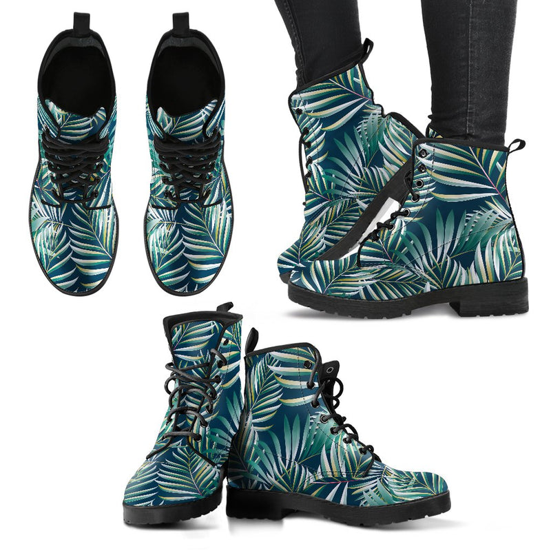 Sun Spot Tropical Palm Leaves Women Leather Boots