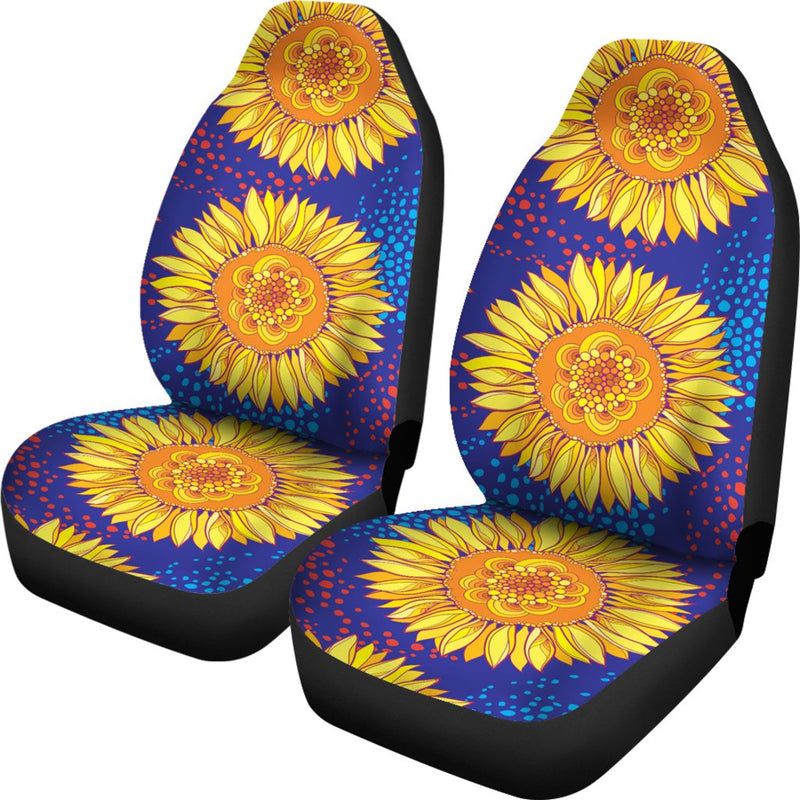 Sunflower Hand Drawn Style Print Universal Fit Car Seat Covers