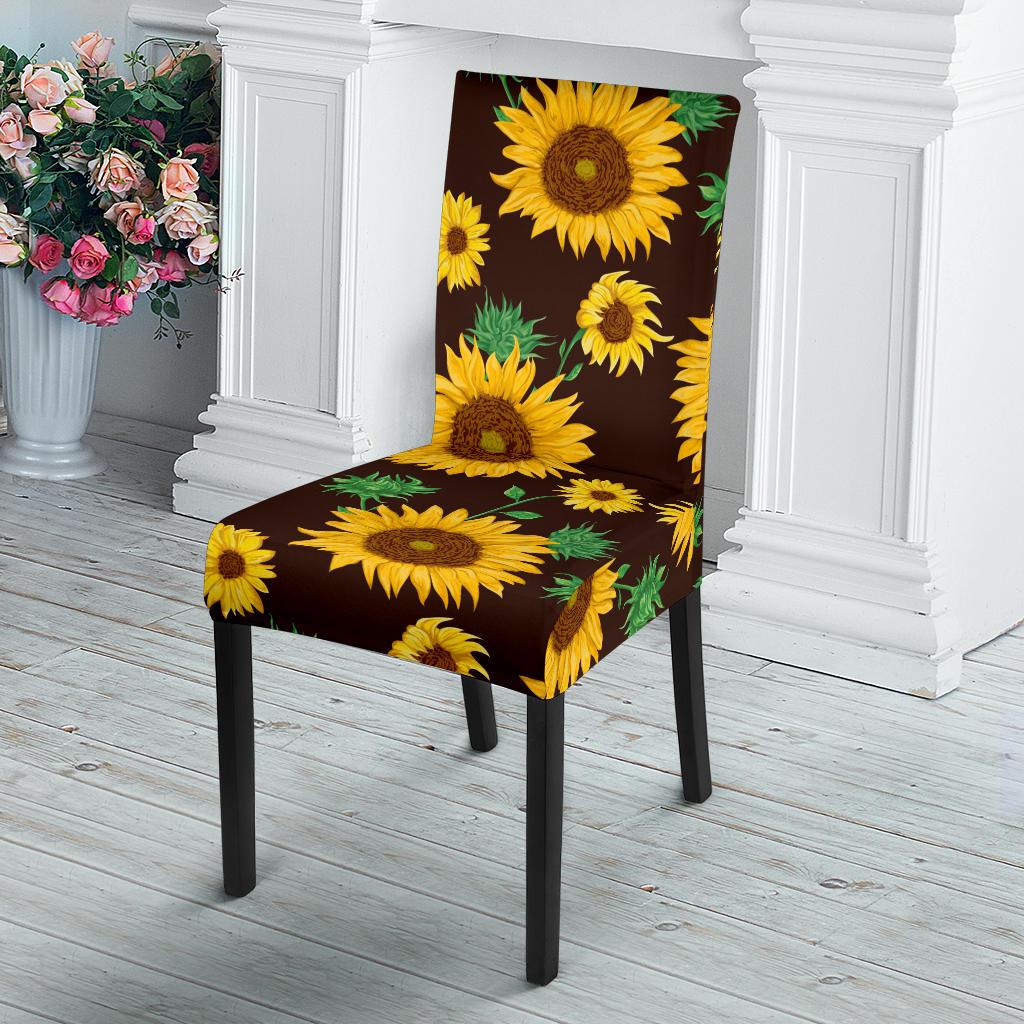 Sunflower Pattern Print Design SF01 Dining Chair Slipcover-JORJUNE.COM