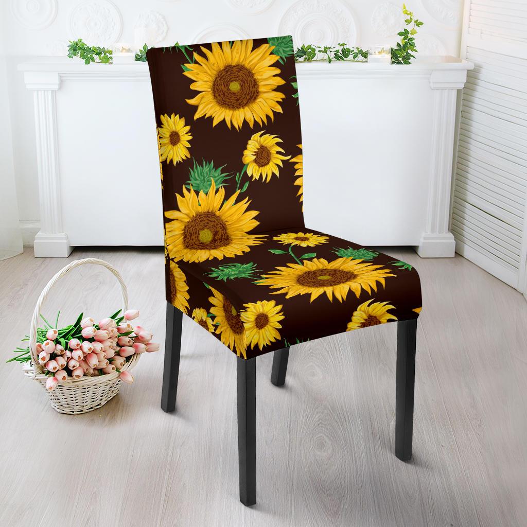 Sunflower Pattern Print Design SF01 Dining Chair Slipcover-JORJUNE.COM