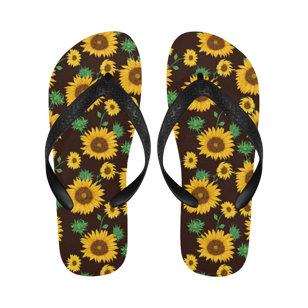 Sunflower Pattern Print Design SF01 Flip Flops-JorJune