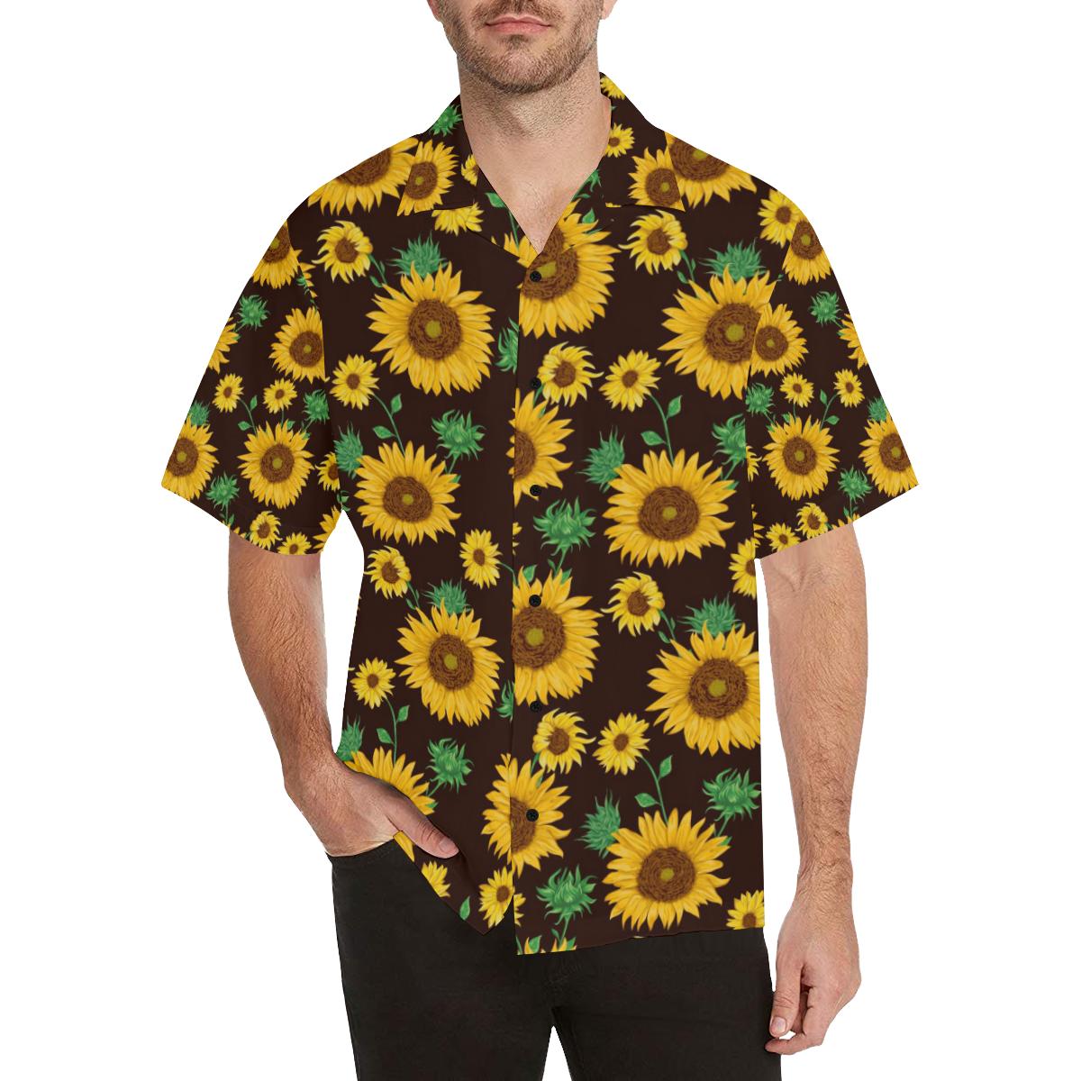 Sunflower Pattern Print Design SF01 Men Hawaiian Shirt-JorJune