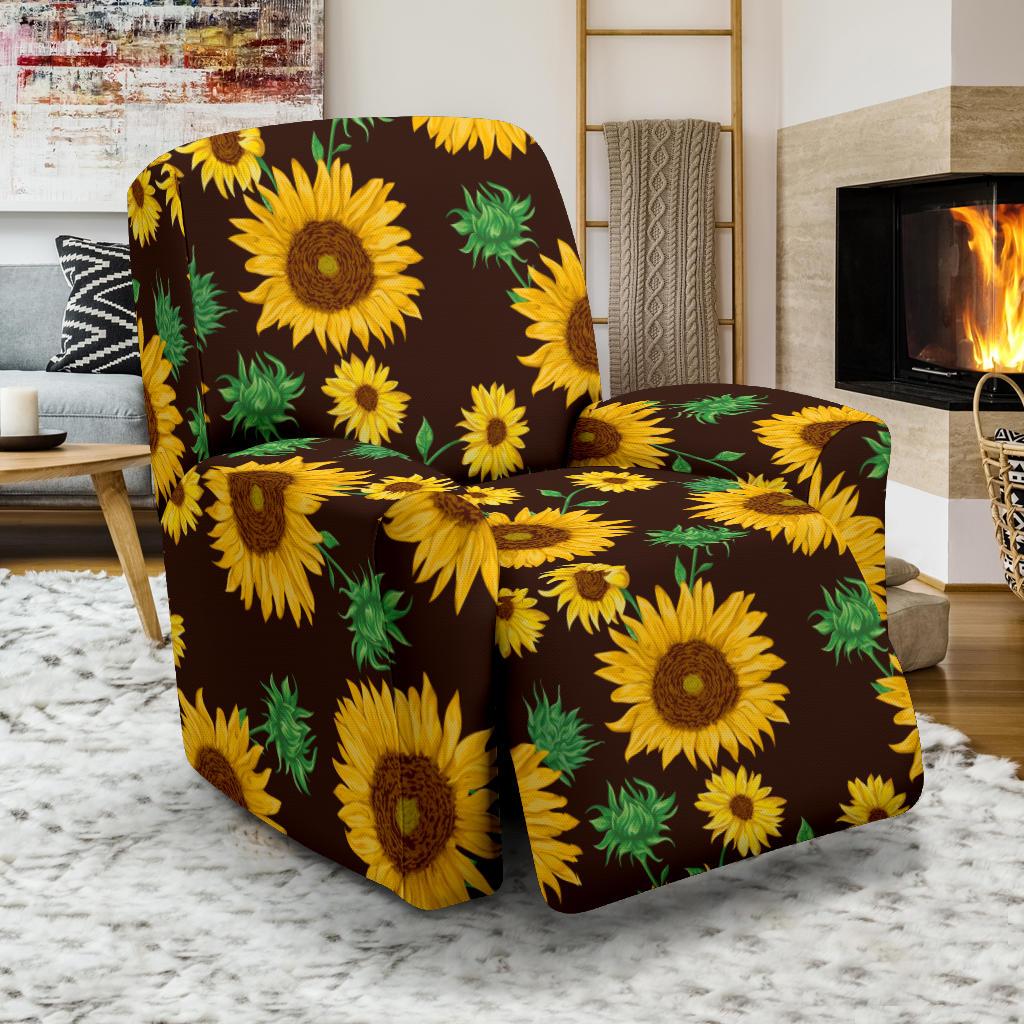 Sunflower Pattern Print Design SF01 Recliner Slipcover-JORJUNE.COM