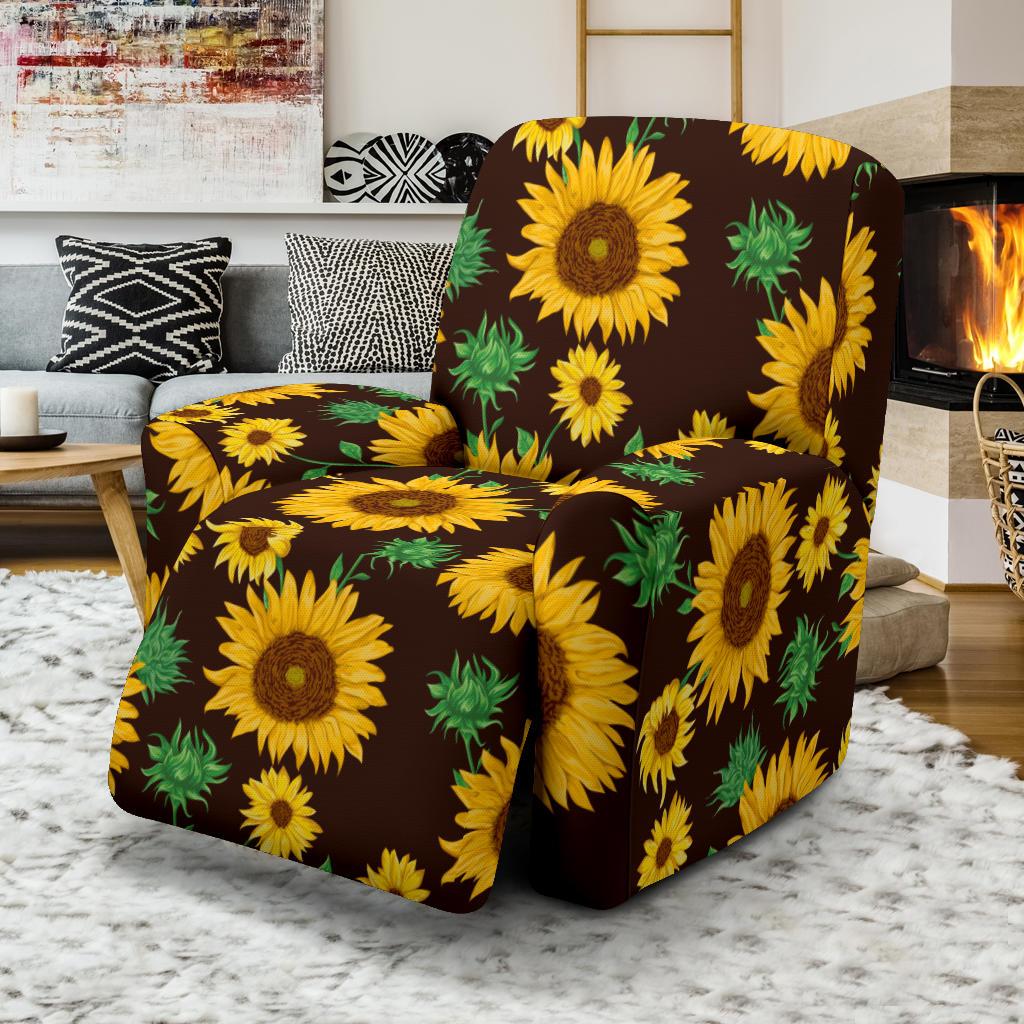 Sunflower Pattern Print Design SF01 Recliner Slipcover-JORJUNE.COM