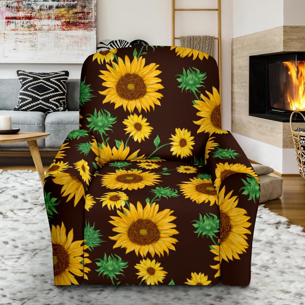 Sunflower Pattern Print Design SF01 Recliner Slipcover-JORJUNE.COM