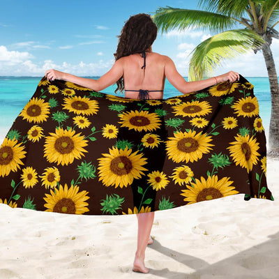 Sunflower Pattern Print Design SF01 Sarong Pareo Wrap-JORJUNE.COM