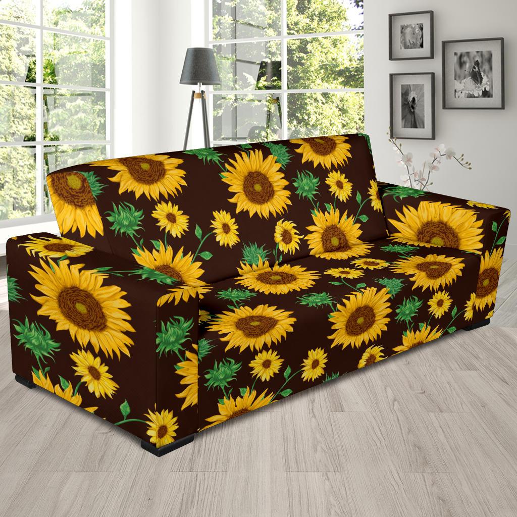 Sunflower Pattern Print Design SF01 Sofa Slipcover-JORJUNE.COM