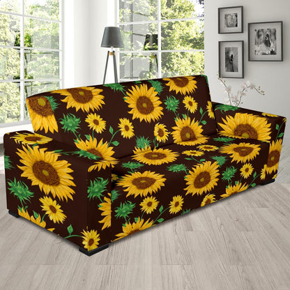Sunflower Pattern Print Design SF01 Sofa Slipcover-JORJUNE.COM