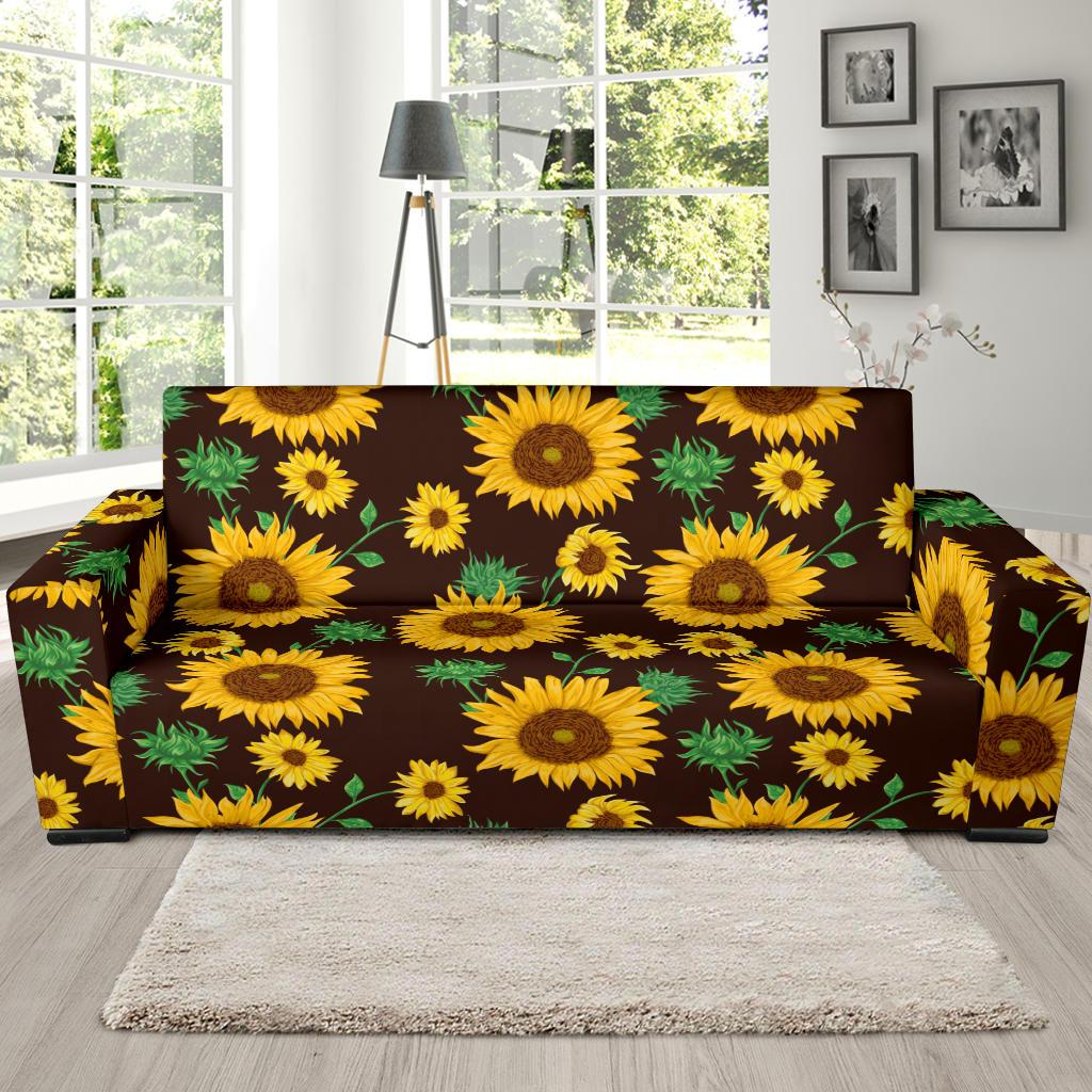 Sunflower Pattern Print Design SF01 Sofa Slipcover-JORJUNE.COM