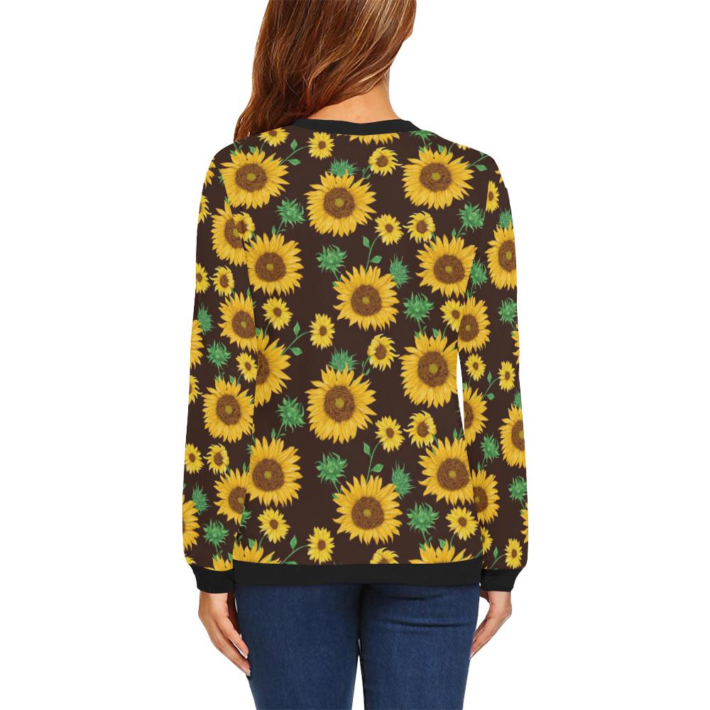 Sunflower Pattern Print Design SF01 Women Long Sleeve Sweatshirt-JorJune