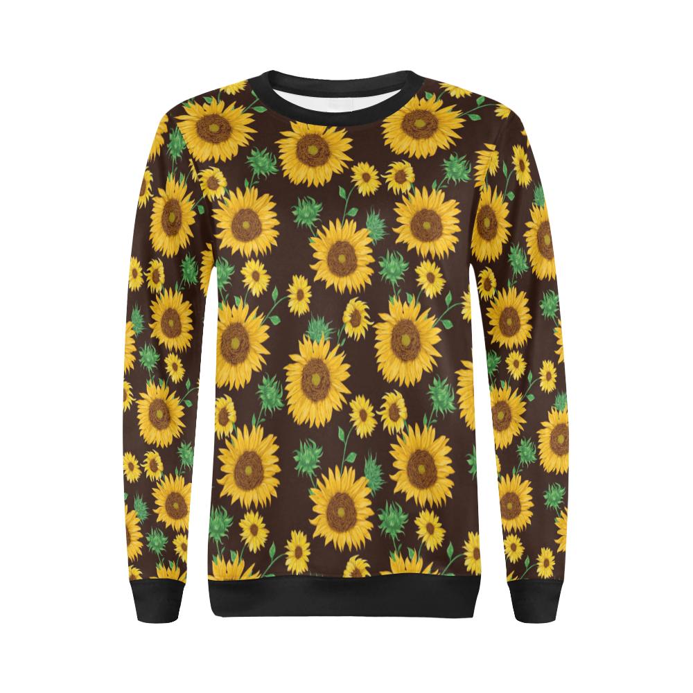 Sunflower Pattern Print Design SF01 Women Long Sleeve Sweatshirt-JorJune