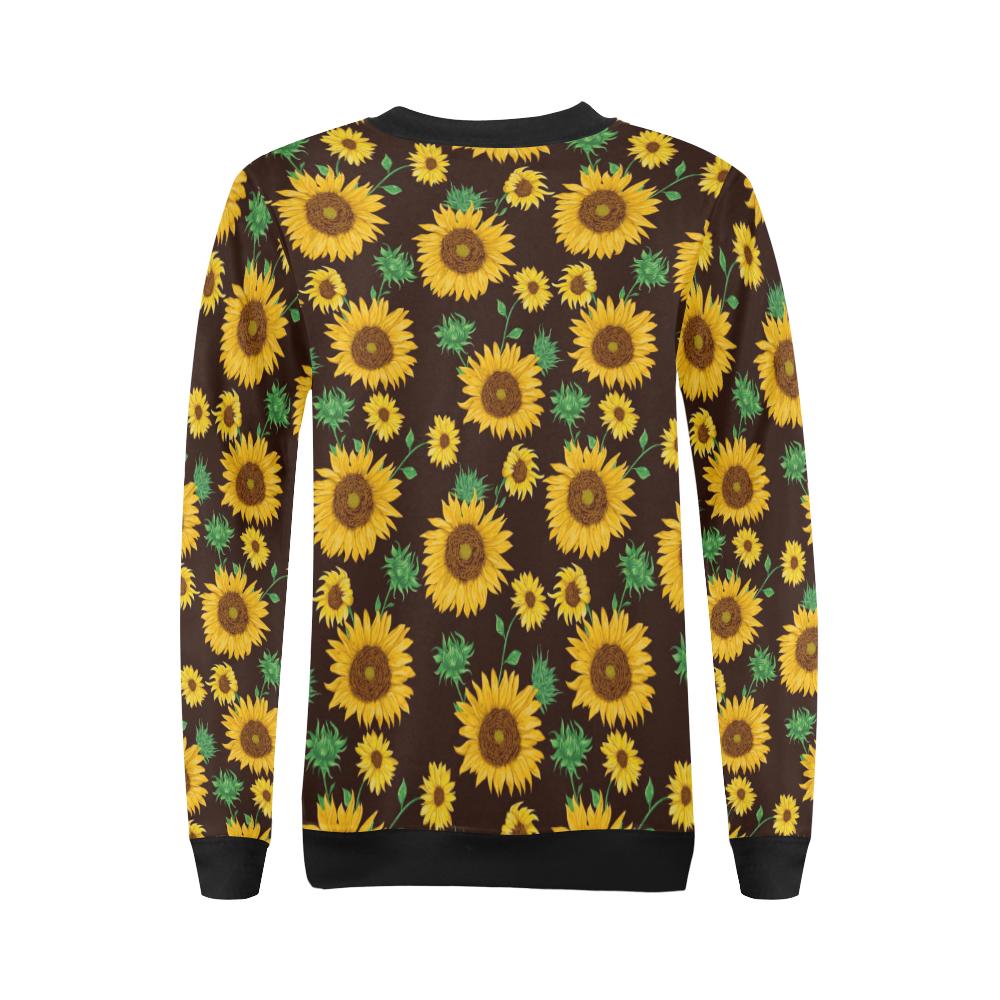 Sunflower Pattern Print Design SF01 Women Long Sleeve Sweatshirt-JorJune