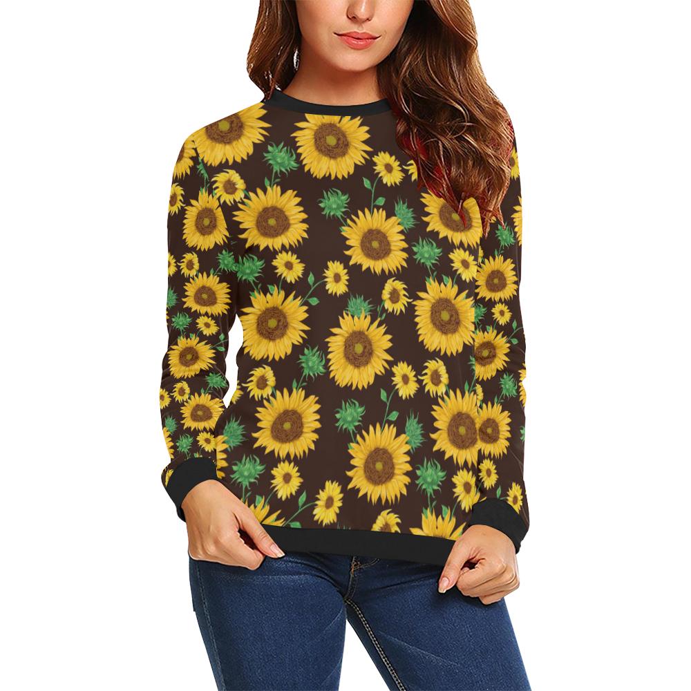 Sunflower Pattern Print Design SF01 Women Long Sleeve Sweatshirt-JorJune