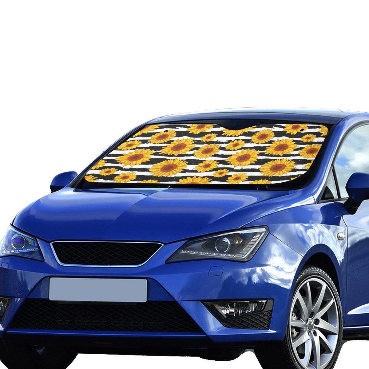 Sunflower Pattern Print Design SF010 Car Sun Shade-JorJune